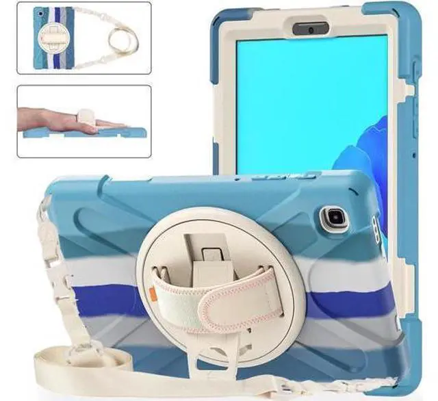 Main image of Galaxy Tab A7 Lite Case, Heavy Duty Rugged Shockproof Case with Adjustable Hand Strap, Carrying Shoulder Strap, Rotating Kickstand for Samsung galaxy Tab A7 Lite 8.7 inch 2021 Model SM-T220 SM-T225