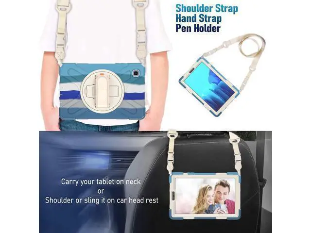 Alt view image 2 of 6 - Galaxy Tab A7 Lite Case, Heavy Duty Rugged Shockproof Case with Adjustable Hand Strap, Carrying Shoulder Strap, Rotating Kickstand for Samsung galaxy Tab A7 Lite 8.7 inch 2021 Model SM-T220 SM-T225
