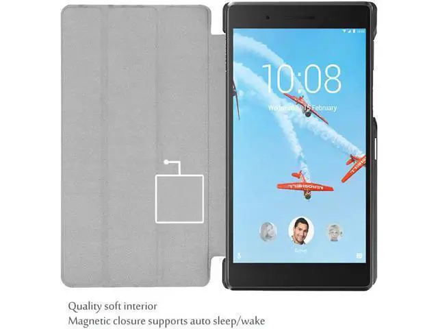 Alt view image 2 of 7 - Protective Case For Lenovo Tab 7 Essential / Tab4 7 Essential - Ultra-Thin Custer PU Leather Case Shell Hard Cover for Lenovo Tab 7 Essential TB-7304F TB-7304I TB-7304X