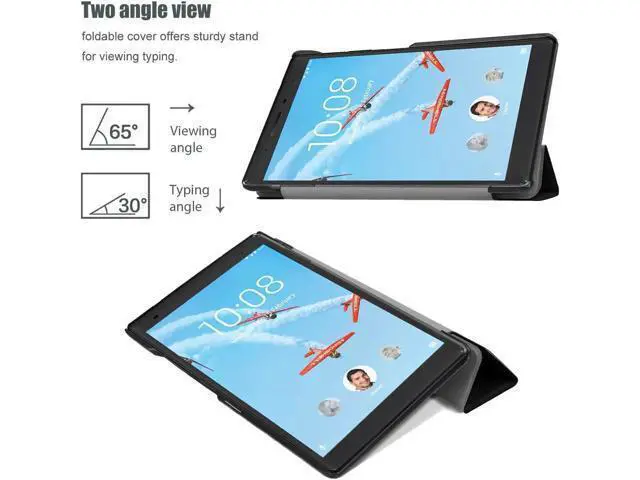 Alt view image 4 of 7 - Protective Case For Lenovo Tab 7 Essential / Tab4 7 Essential - Ultra-Thin Custer PU Leather Case Shell Hard Cover for Lenovo Tab 7 Essential TB-7304F TB-7304I TB-7304X