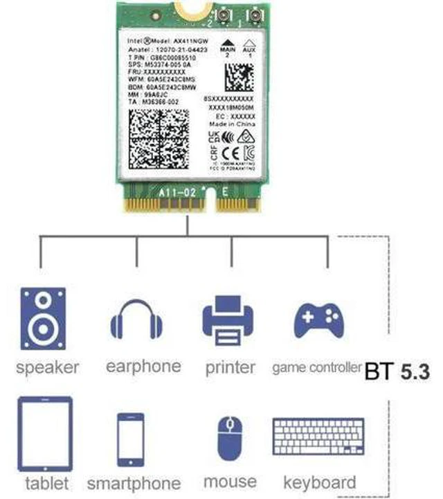 Alt view image 7 of 7 - Wi-Fi 6E AX411 for Intel AX411NGW WIFI network card CNvio2 802.11ax 2.4/5/6GHz Bluetooth 5.3 BT5.3 for Win 10 11