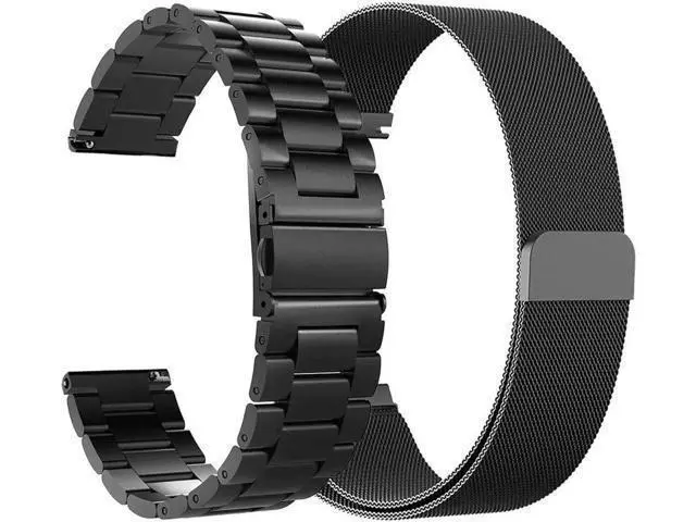 Alt view image 3 of 7 - Compatible Galaxy Watch 46mm Bands / Gear S3 Frontier / Classic Bands Set 2 Pack Stainless Steel Metal + Milanese Loop Mesh Strap Replacement Ticwatch Pro Galaxy Watch 46mm Smartwatch