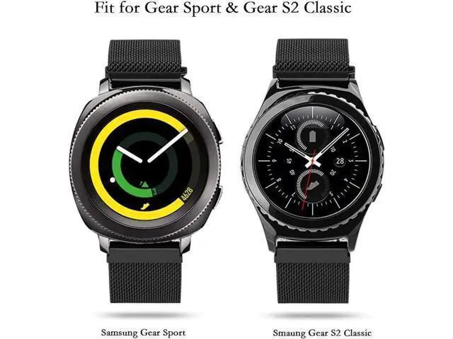 Alt view image 2 of 7 - Compatible Galaxy Watch 46mm Bands / Gear S3 Frontier / Classic Bands Set 2 Pack Stainless Steel Metal + Milanese Loop Mesh Strap Replacement Ticwatch Pro Galaxy Watch 46mm Smartwatch