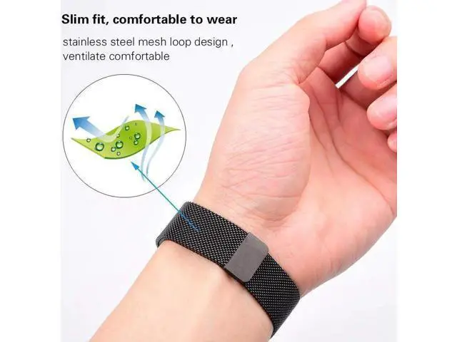 Alt view image 6 of 7 - Compatible Galaxy Watch 46mm Bands / Gear S3 Frontier / Classic Bands Set 2 Pack Stainless Steel Metal + Milanese Loop Mesh Strap Replacement Ticwatch Pro Galaxy Watch 46mm Smartwatch