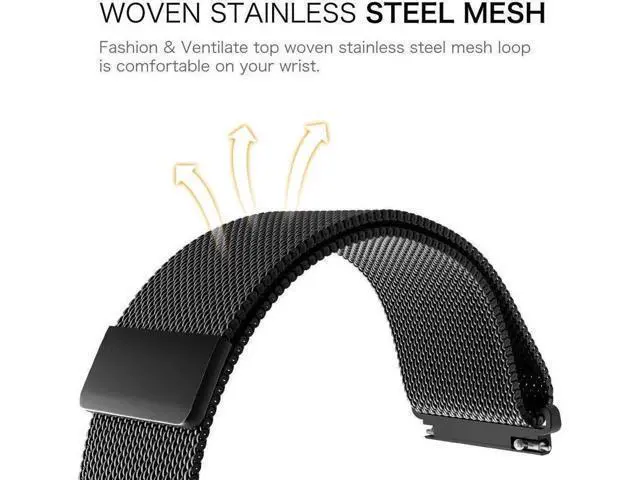 Alt view image 7 of 7 - Compatible Galaxy Watch 46mm Bands / Gear S3 Frontier / Classic Bands Set 2 Pack Stainless Steel Metal + Milanese Loop Mesh Strap Replacement Ticwatch Pro Galaxy Watch 46mm Smartwatch