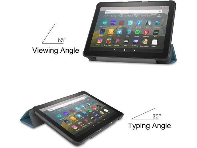 Alt view image 2 of 5 - Case for All-new Fire HD 8 Plus 2020 / Fire HD 8 2020 PU Leather Ultra Slim Case Tri-Fold Cover Protective Tablet Cover for Amazon Fire HD 8 Plus / Fire HD 8 2020 Release