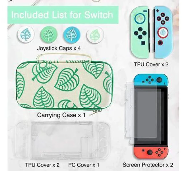 Alt view image 4 of 7 - Carrying Case Accessories Kit Compatible with Nintendo Switch, Storage Case with Hard Clear Cover, Screen Protectors, Silicone Case for Joy-Con, Adjustable Stand and Thumb Grip Caps 11 in 1