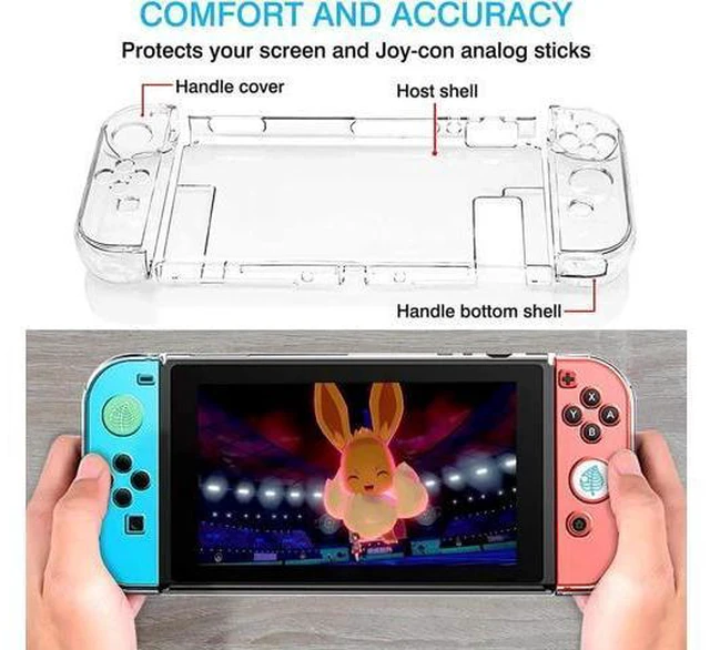 Alt view image 6 of 7 - Carrying Case Accessories Kit Compatible with Nintendo Switch, Storage Case with Hard Clear Cover, Screen Protectors, Silicone Case for Joy-Con, Adjustable Stand and Thumb Grip Caps 11 in 1
