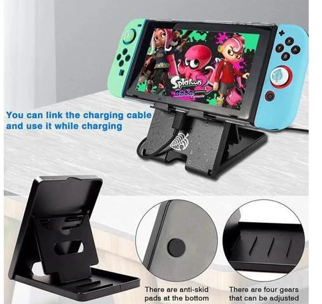 Alt view image 5 of 7 - Carrying Case Accessories Kit Compatible with Nintendo Switch, Storage Case with Hard Clear Cover, Screen Protectors, Silicone Case for Joy-Con, Adjustable Stand and Thumb Grip Caps 11 in 1
