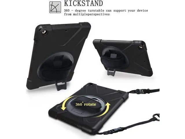 Alt view image 3 of 7 - iPad Mini Case iPad Mini 1 2 3 Case Cover with 360 Degree Rotating Kickstand Hand Grip Strap Shoulder Strap ShockProof Rugged Hybrid Protective Case For Apple iPad Mini 1 2 3 Shell Red