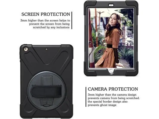Alt view image 2 of 7 - iPad Mini Case iPad Mini 1 2 3 Case Cover with 360 Degree Rotating Kickstand Hand Grip Strap Shoulder Strap ShockProof Rugged Hybrid Protective Case For Apple iPad Mini 1 2 3 Shell Red