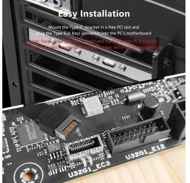 Alt view image 2 of 7 - Aomoproing 2 Pack USB 3.1 Front Panel Header Type-C Extension Cables with Panel Mount Screw 10 Gbps Type-E 20Pin Male to USB-C Female Adapter Cables with Full Height Bracket,30cm/11.8inch (2 Port)