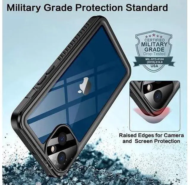 Alt view image 7 of 7 - Waterproof Case for iPhone 13 6.1 inch 5G 2021 with Built-in Screen Protector Heavy Duty Full Body Protection IP68 Underwater Shockproof Phone Cover