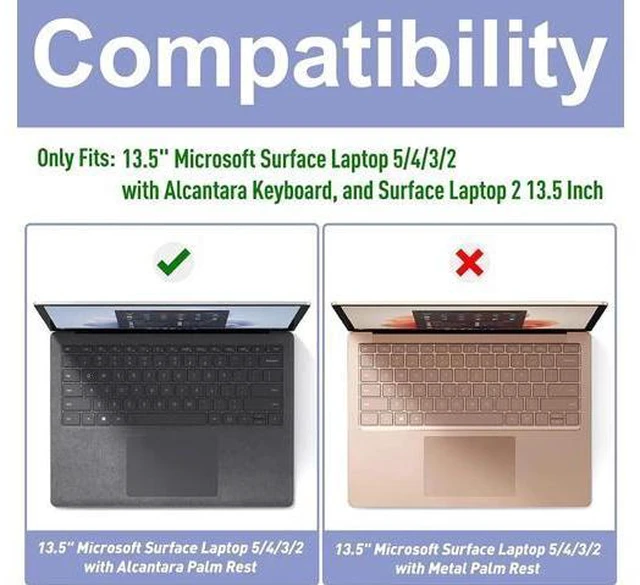 Alt view image 4 of 14 - Slim Case for 13.5 inch Microsoft Surface Laptop 5 / 4 / 3 / 2 with Alcantara Palm Rest, Matte Protective Case Hard Shell Laptop Cover with Transparent Keyboard Cover Skin