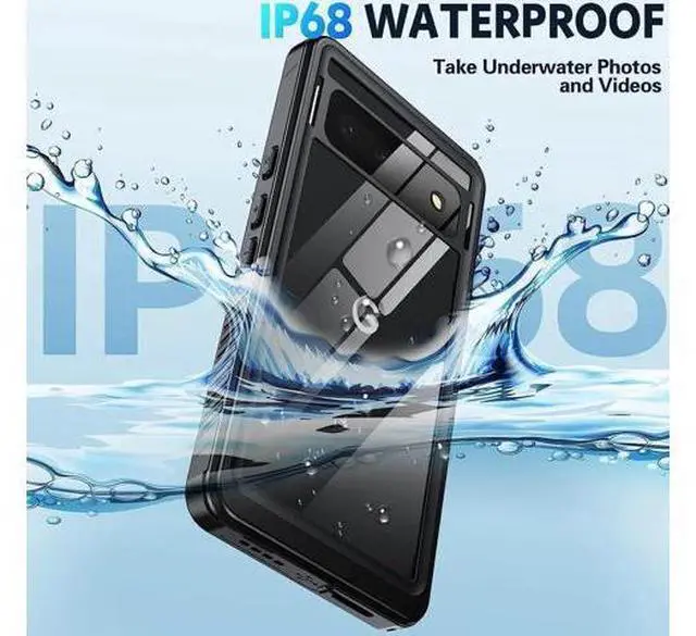 Alt view image 3 of 7 - for Google Pixel 7A Case, Pixel 7A 5G Case IP68 Waterproof with Built-in Screen Protector, Full Body Sealed Heavy Duty Shockproof Dustproof Snowproof Clear Case for Pixel 7A 6.1" - Black