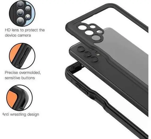 Alt view image 3 of 7 - Samsung Galaxy A32 5G Waterproof Case with Built-in Screen Protector Dustproof Shockproof Drop Proof Case, Rugged Full Body Underwater Protective Cover for Samsung Galaxy A32 5G