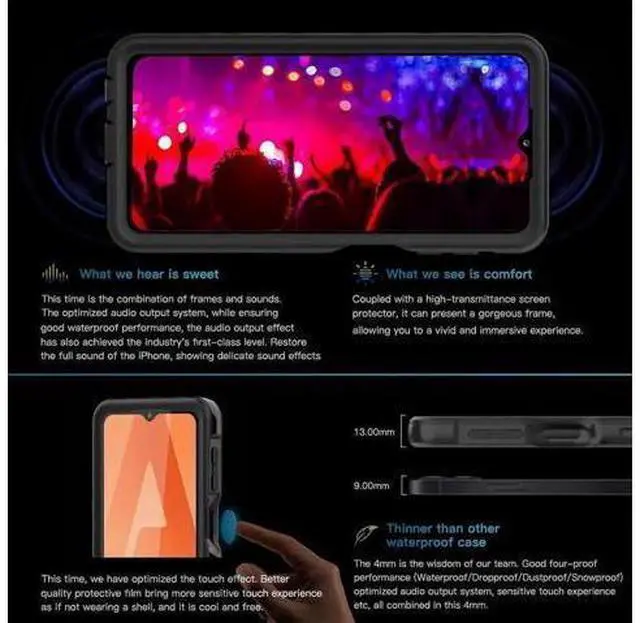 Alt view image 6 of 7 - Samsung Galaxy A32 5G Waterproof Case with Built-in Screen Protector Dustproof Shockproof Drop Proof Case, Rugged Full Body Underwater Protective Cover for Samsung Galaxy A32 5G