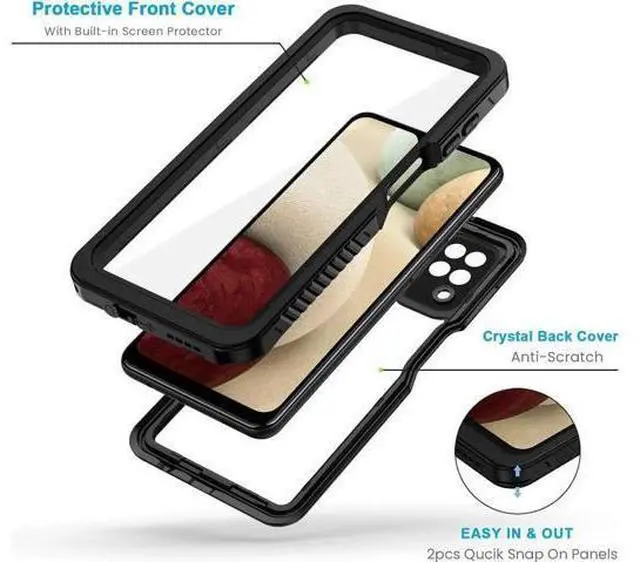 Alt view image 2 of 7 - Samsung Galaxy A12 5G Waterproof Case with Built-in Screen Protector Shockproof Heavy Duty Phone Case, Rugged Full Body Underwater Protective Cover for Samsung Galaxy A12 5G 6.4 inch