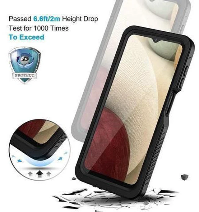 Alt view image 5 of 7 - Samsung Galaxy A12 5G Waterproof Case with Built-in Screen Protector Shockproof Heavy Duty Phone Case, Rugged Full Body Underwater Protective Cover for Samsung Galaxy A12 5G 6.4 inch