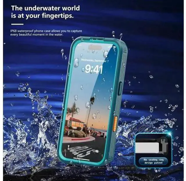 Alt view image 3 of 7 - for iPhone 17 Waterproof Case Compatible with MagSafe, Magnetic Waterproof Full Body IP68 Underwater Case Built-in Screen Protector Military Grade Shockproof Phone Cover with Lanyard Blue