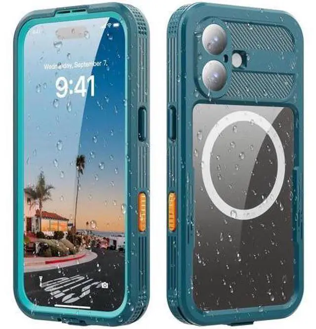 Main image of for iPhone 17 Waterproof Case Compatible with MagSafe, Magnetic Waterproof Full Body IP68 Underwater Case Built-in Screen Protector Military Grade Shockproof Phone Cover with Lanyard Blue