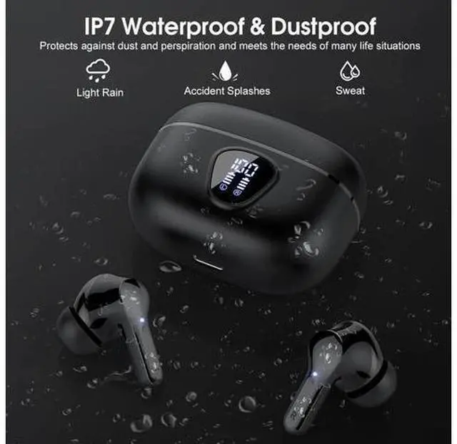 Main image of True Wireless Earbuds, Bluetooth 5.3 Headphones with 4 ENC Noise Cancelling Mic, Bluetooth Earbuds 40H Playtime , Wireless Headphones in ear Earphones Deep Bass Stereo, LED Display, IP7 Waterproof
