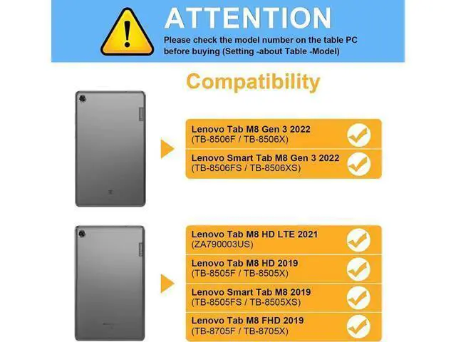 Alt view image 5 of 7 - Case for Lenovo 8.0 Inch Tab M8 Gen 3 2022/ Smart Tab M8 Gen 3 2022/Tab M8 HD LTE 2021/ Tab M8 HD/Smart Tab M8/Tab M8 FHD 2019, Slim Lightweight Stand Hard Shell Protective Cover with Stylus Pen
