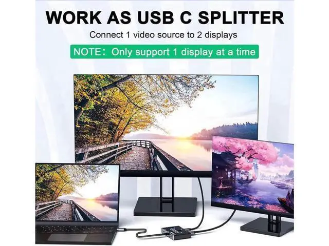 Alt view image 7 of 7 - USB C Switch, Bi-Directional USB-C Switcher 2 Computers, USB Type C KVM Switch 8K @60Hz 4K@120Hz Video/10Gbps Data Transfer/100W Charging,Compatible with Thunderbolt Device (Black)