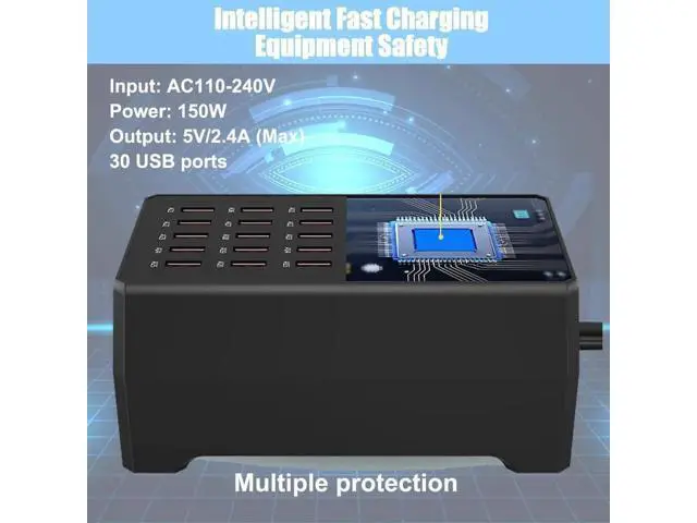 Alt view image 7 of 7 - USB Charger Station, 30-Port USB 150W/30A Multiple USB Charging Station, Multi Ports USB Charger Station for Smartphones, Tablets, and Other USB Devices