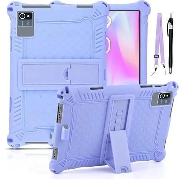 Main image of Okaysea 10.1 inch Silicone Tablet Case with Stylus Pen & Shoulder Strap, Moderness 10.1" Case, Soft Portable Protective Cover for QunyiCO 10.1, Azeyou Tab 6 10 inch Purple