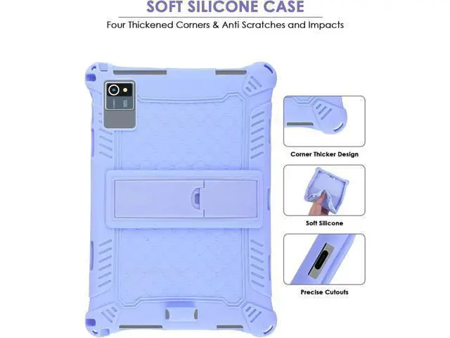 Alt view image 7 of 7 - Okaysea 10.1 inch Silicone Tablet Case with Stylus Pen & Shoulder Strap, Moderness 10.1" Case, Soft Portable Protective Cover for QunyiCO 10.1, Azeyou Tab 6 10 inch Purple
