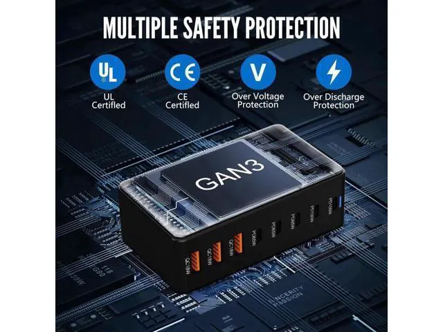 Alt view image 7 of 14 - 8 Ports USB Charging Station for Multiple Device 440W, GAN3 USB C Charger Block, Dual PD 100W Laptop Charger Hub 8 Ports USB Charger Block Compatible with MacBook Pro/Air i-Phone/Galaxy