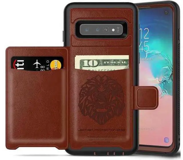 Main image of Galaxy S10e Case Sumsung S10e Wallet Card Slots Holders Kickstand Flip Cover Bumper PU Leather TPU Rubber Hard PC Frame Magnetic Slim Shockproof Durable Shockproof Protective Case Cover Brown