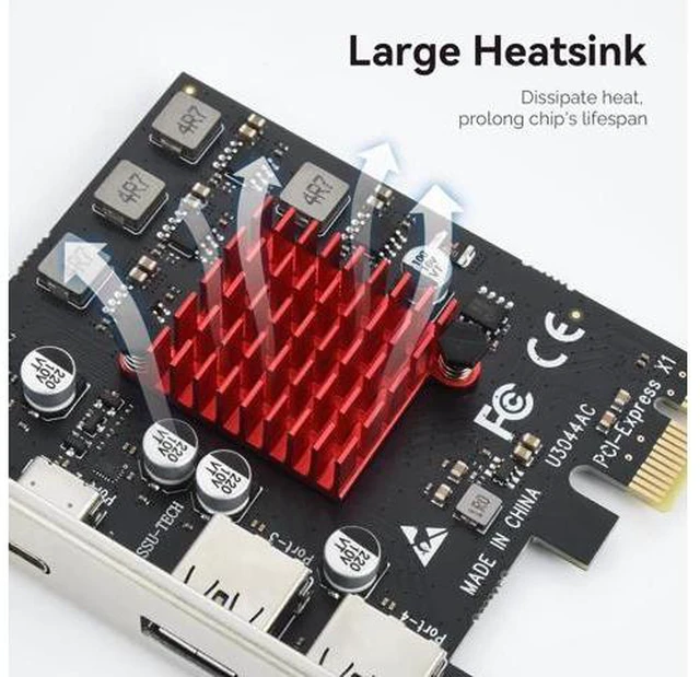 Alt view image 3 of 14 - Aomoproing 4 Ports USB 3.1 PCIE Expansion Card (2 USB-A & 2 Type-C Ports) Superspeed PCI Express Expansion Card USB Card for Desktop PC Support Windows 11/10/8/7/XP/Vista, Self-Powered Supply