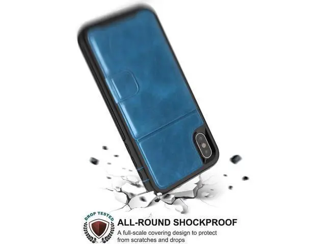 Alt view image 7 of 7 - iPhone Xs Max Wallet Case, iPhone Xs Max 6.5'' 2018 Wallet Case with PU Leather Card Holder Slot Shockproof Protective Case for Apple iPhone Xs Max 6.5 inches 2018 Blue