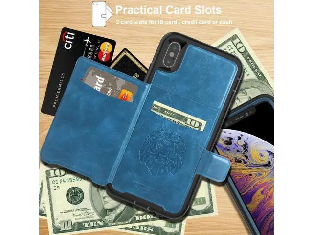 Alt view image 5 of 7 - iPhone Xs Max Wallet Case, iPhone Xs Max 6.5'' 2018 Wallet Case with PU Leather Card Holder Slot Shockproof Protective Case for Apple iPhone Xs Max 6.5 inches 2018 Blue