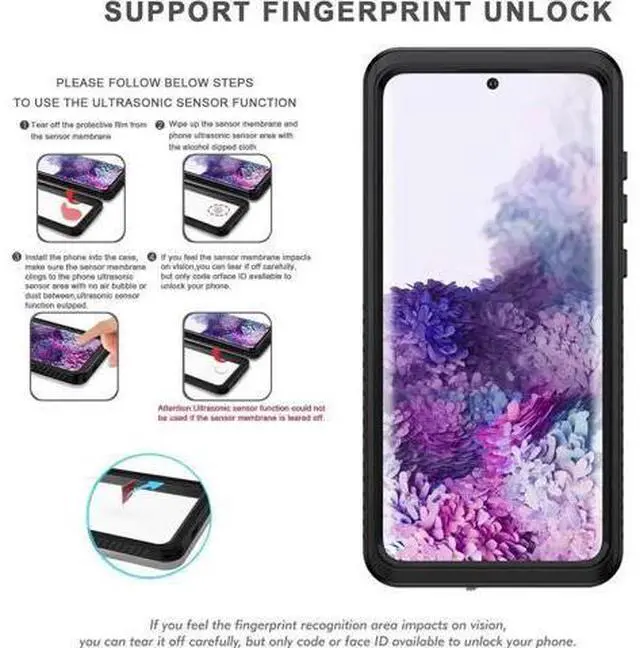 Alt view image 2 of 7 - For Samsung Galaxy S20+ Plus Case Waterproof, Shockproof Bumper Case with Built-in Screen Protector, Dustproof Anti-Scratch Anti-Stain Phone Cover for Samsung Galaxy S20 Plus 5G 6.7 inch