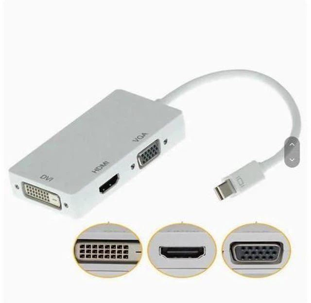 Alt view image 5 of 5 - MiniDP to HDMI VGA DVI 3-in-1 adapter projector converter supports 4K