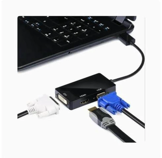 Alt view image 3 of 5 - MiniDP to HDMI VGA DVI 3-in-1 adapter projector converter supports 4K