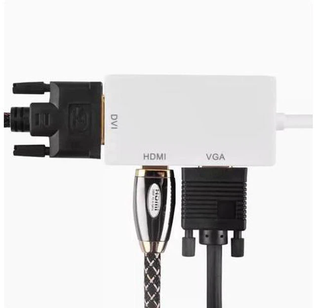 Alt view image 2 of 5 - MiniDP to HDMI VGA DVI 3-in-1 adapter projector converter supports 4K