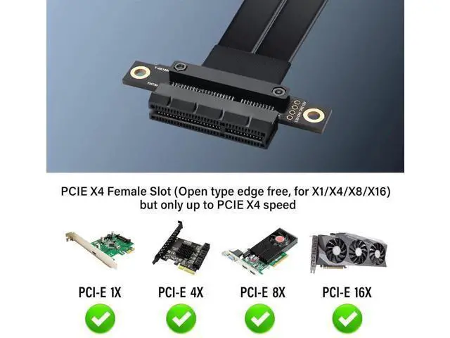 Alt view image 4 of 7 - Aomoproing PCIe 3.0 X4 Extension Cable PCI-E 4X Male to Female Riser Cable 20CM (180 Degree)