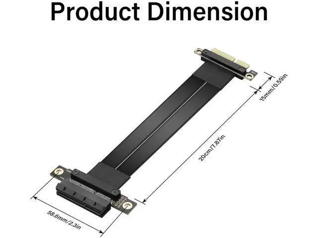 Alt view image 3 of 7 - Aomoproing PCIe 3.0 X4 Extension Cable PCI-E 4X Male to Female Riser Cable 20CM (180 Degree)