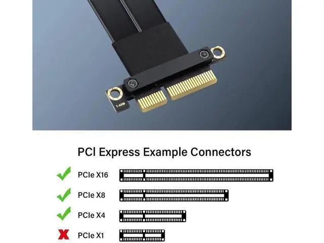 Alt view image 7 of 7 - Aomoproing PCIe 3.0 X4 Extension Cable PCI-E 4X Male to Female Riser Cable 20CM (180 Degree)