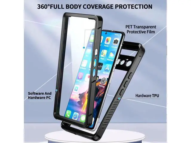 Alt view image 2 of 7 - Google Pixel 6 Pro Case, Waterproof Shockproof Clear Protective Case with Built-in Screen Protector, Full Body Case Slim Cover for Pixel 6 Pro 6.71 Inches