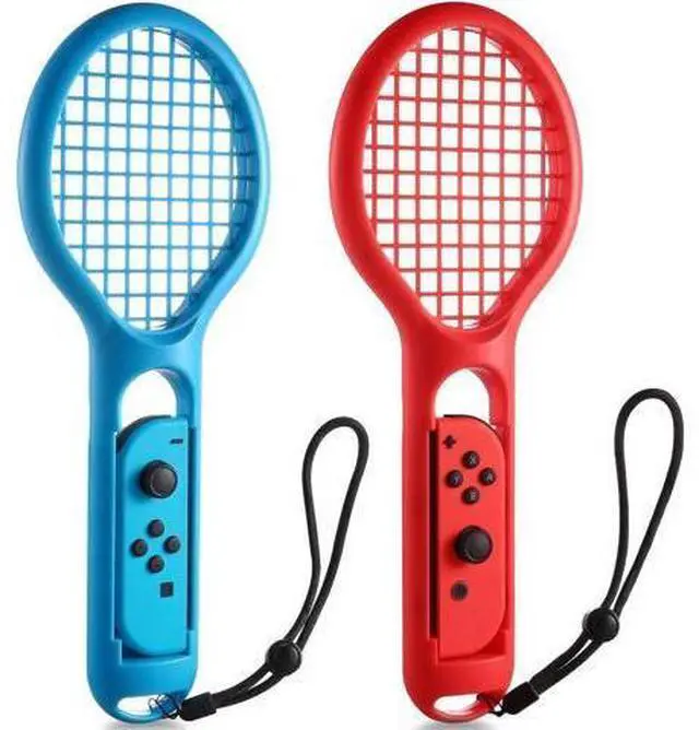 Main image of Tennis Racket for Nintendo Switch Werleo Twin Pack Tennis Racket for N-Switch Joy-Con Controllers for Mario Tennis Aces Game Blue & Red
