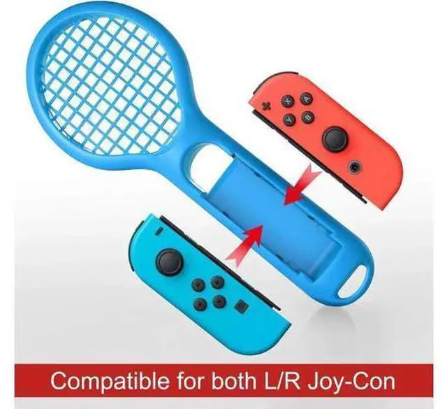 Alt view image 2 of 7 - Tennis Racket for Nintendo Switch Werleo Twin Pack Tennis Racket for N-Switch Joy-Con Controllers for Mario Tennis Aces Game Blue & Red