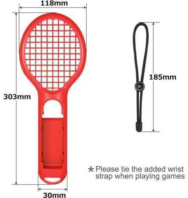 Alt view image 7 of 7 - Tennis Racket for Nintendo Switch Werleo Twin Pack Tennis Racket for N-Switch Joy-Con Controllers for Mario Tennis Aces Game Blue & Red