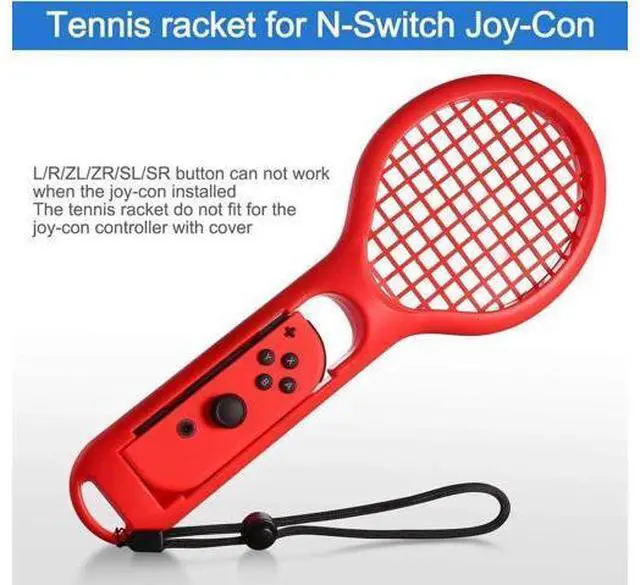Alt view image 6 of 7 - Tennis Racket for Nintendo Switch Werleo Twin Pack Tennis Racket for N-Switch Joy-Con Controllers for Mario Tennis Aces Game Blue & Red