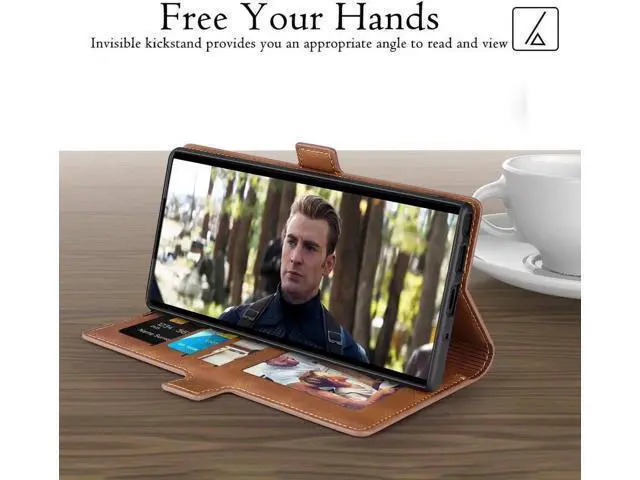 Alt view image 6 of 6 - Galaxy Note 10 Plus Wallet Case Premium Leather Note 10+ Plus Folio Flip Case with Kickstand Card Holder Slots Shockproof Protective Cover for Samsung Galaxy Note 10 Plus 6.8 inch