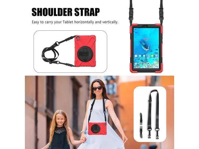 Alt view image 4 of 7 - Case for Lenovo Tab M8 HD / Tab M8 HD LTE / Smart Tab M8 Case, Heavy Duty Impact Resistant Drop Protective Shockproof Cover Multi Viewing Angles Stand Hanle Hand Strap Carrying Shoulder Strap